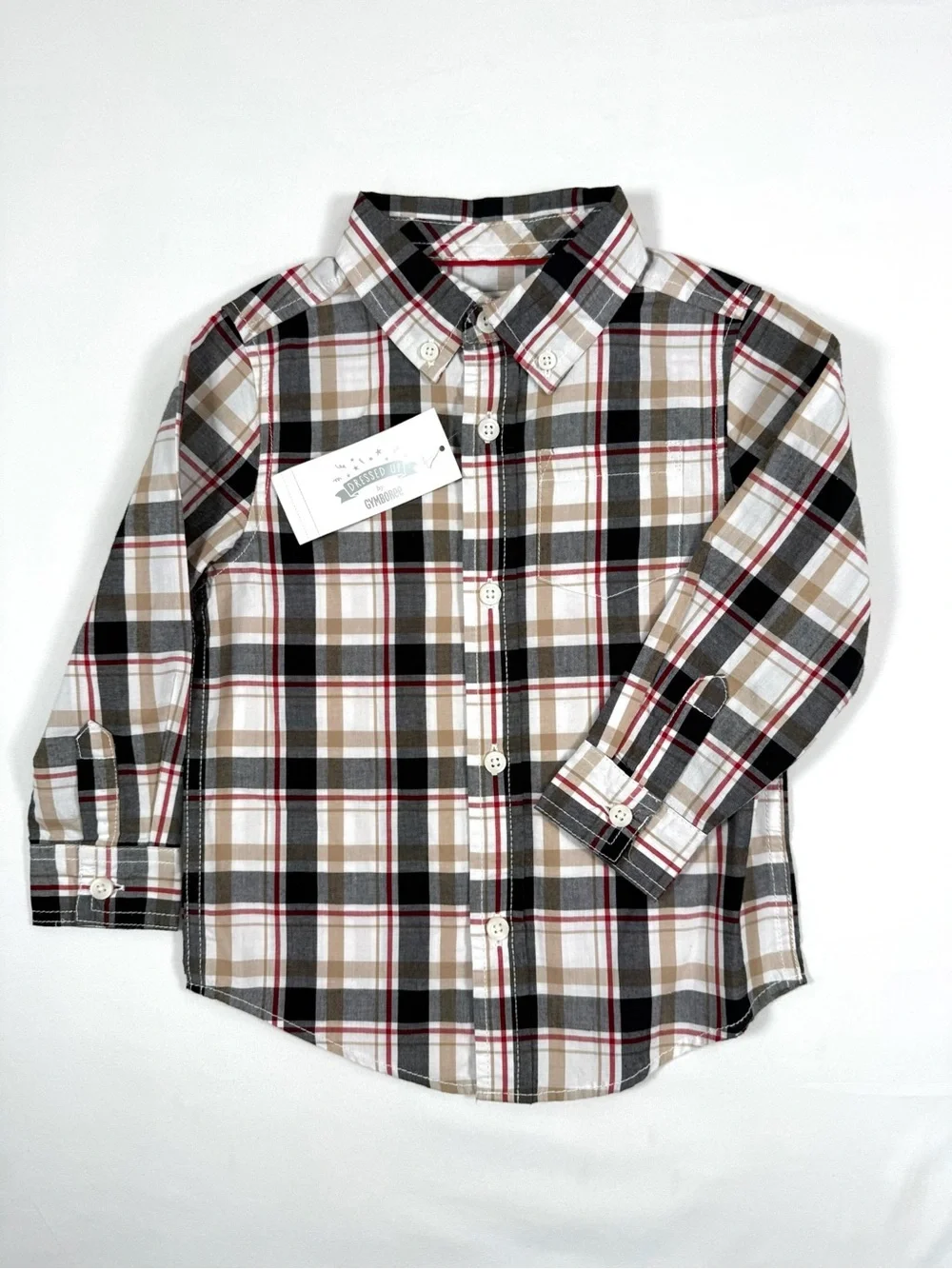 NWT DRESSED UP BY GYMBOREE Tartan Plaid 100% Cotton Button Down Rustic Preppy 2T